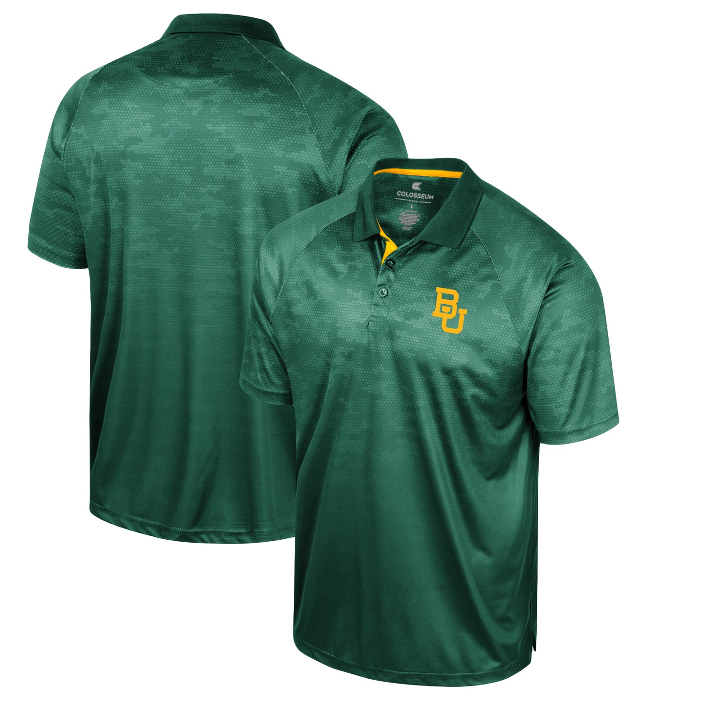 Men's Colosseum Green Baylor Bears Honeycomb Raglan Polo