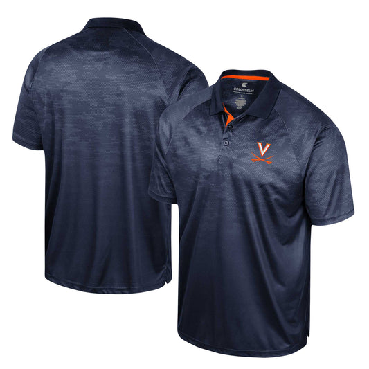 Men's Colosseum Navy Virginia Cavaliers Honeycomb Raglan Polo