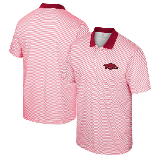 Men's Colosseum White/Cardinal Arkansas Razorbacks Print Stripe Polo