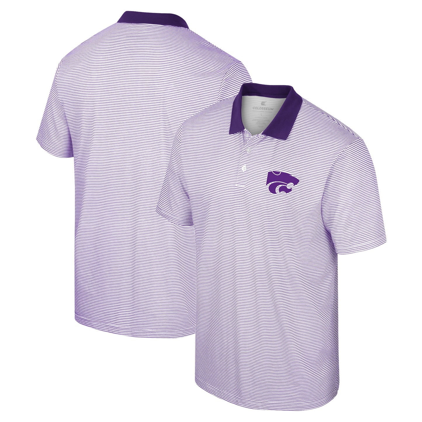 Men's Colosseum White/Purple Kansas State Wildcats Print Stripe Polo