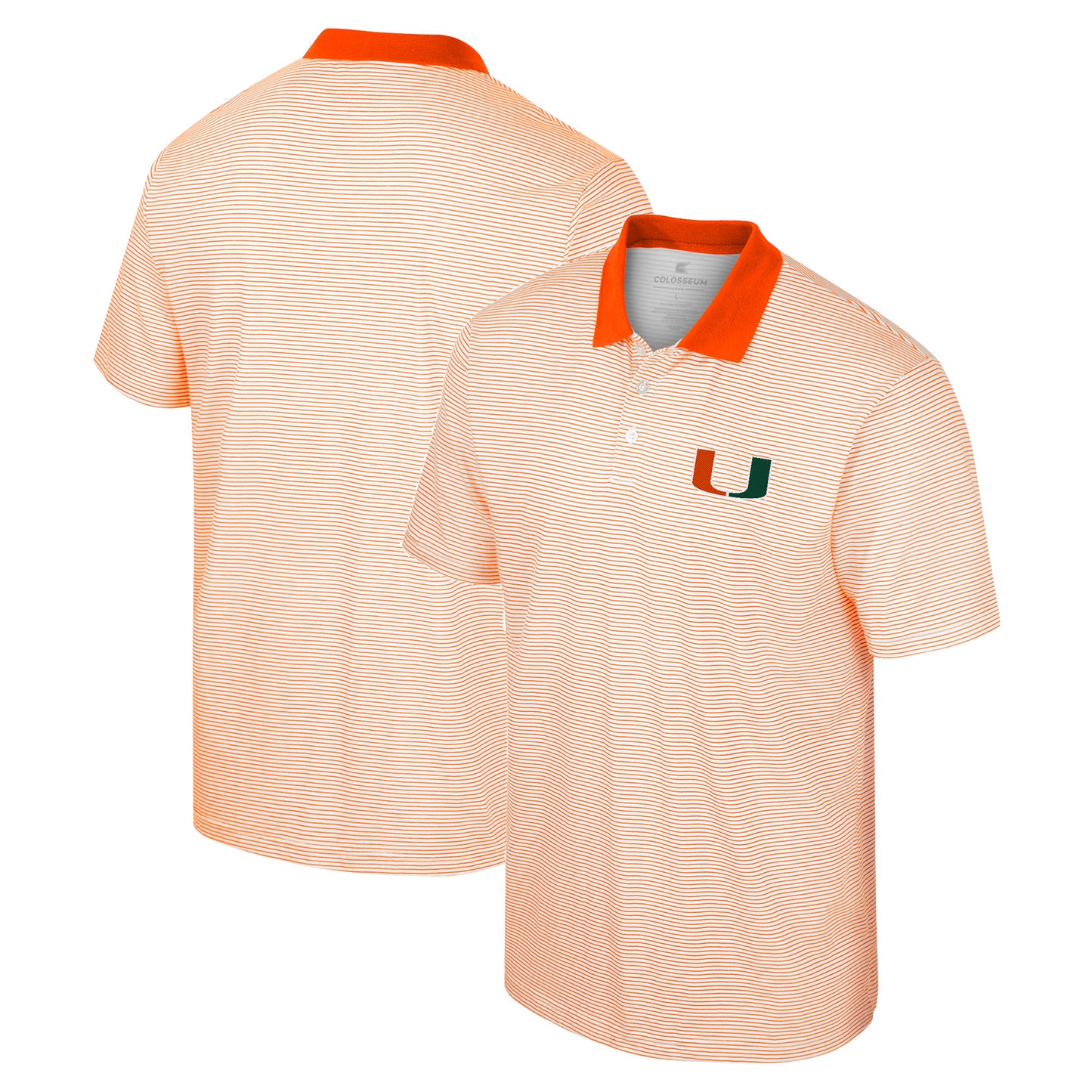 Men's Colosseum White/Orange Miami Hurricanes Print Stripe Polo