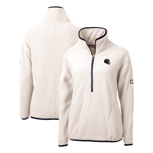 Women's Cutter & Buck  White Chicago Bears Helmet Logo Cascade Eco Sherpa Fleece Half-Zip Pullover Jacket