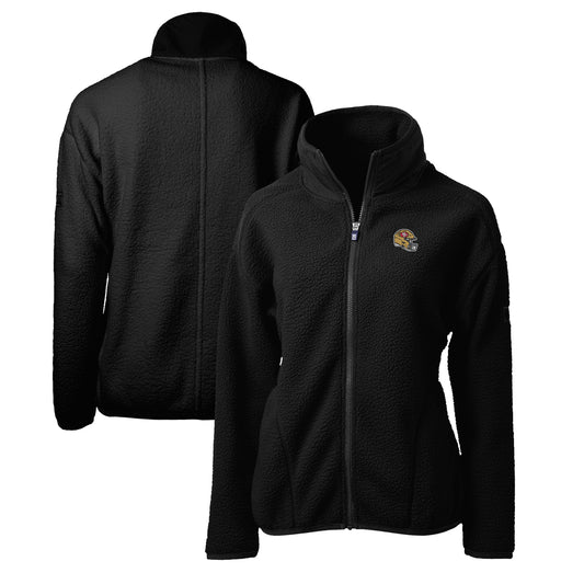 Women's Cutter & Buck  Black San Francisco 49ers Helmet Logo Cascade Eco Sherpa Full-Zip Fleece Jacket