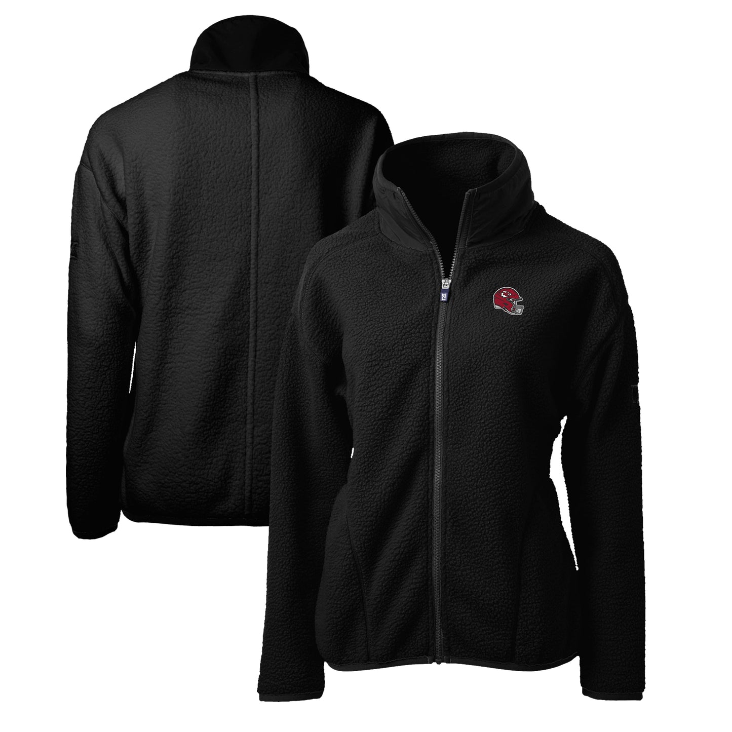 Women's Cutter & Buck  Black Kansas City Chiefs Helmet Logo Cascade Eco Sherpa Full-Zip Fleece Jacket