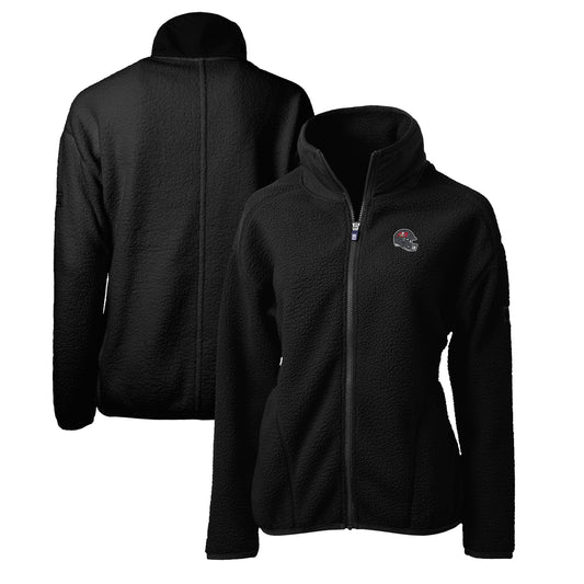 Women's Cutter & Buck  Black Tampa Bay Buccaneers Helmet Logo Cascade Eco Sherpa Full-Zip Fleece Jacket