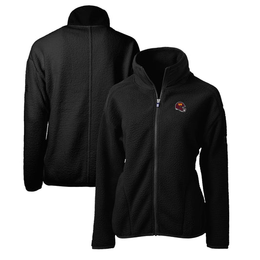 Women's Cutter & Buck  Black Washington Commanders Helmet Logo Cascade Eco Sherpa Full-Zip Fleece Jacket