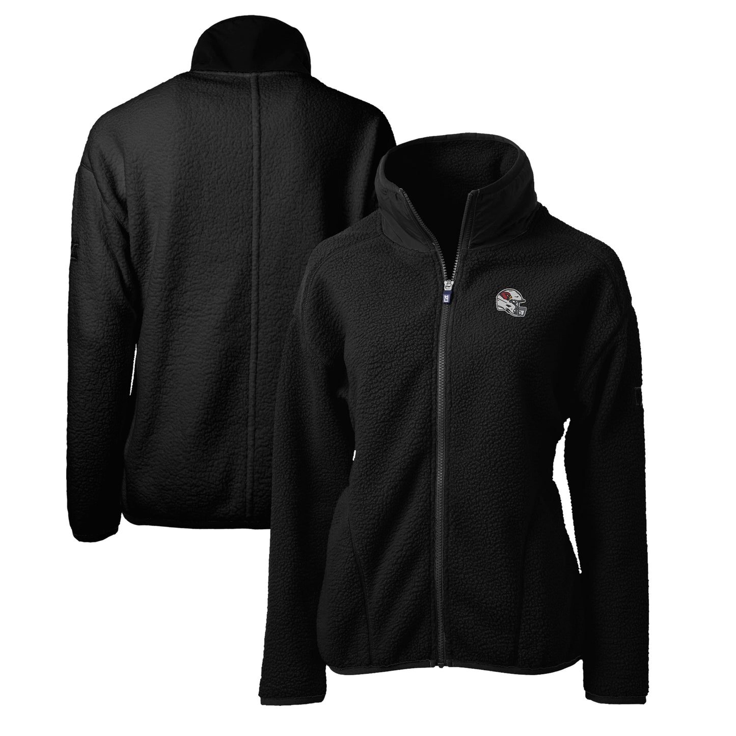 Women's Cutter & Buck  Black Arizona Cardinals Helmet Logo Cascade Eco Sherpa Full-Zip Fleece Jacket