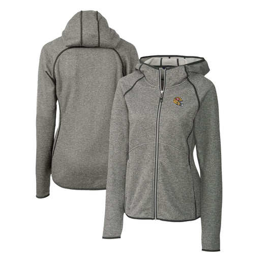 Women's Cutter & Buck  Heather Gray San Francisco 49ers Helmet Logo Mainsail Sweater-Knit Full-Zip Hoodie