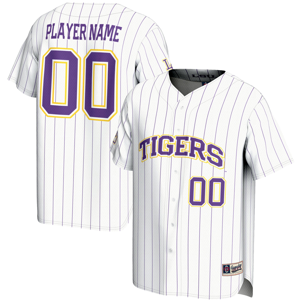 Youth GameDay Greats  White LSU Tigers NIL Pick-A-Player Lightweight Baseball Jersey