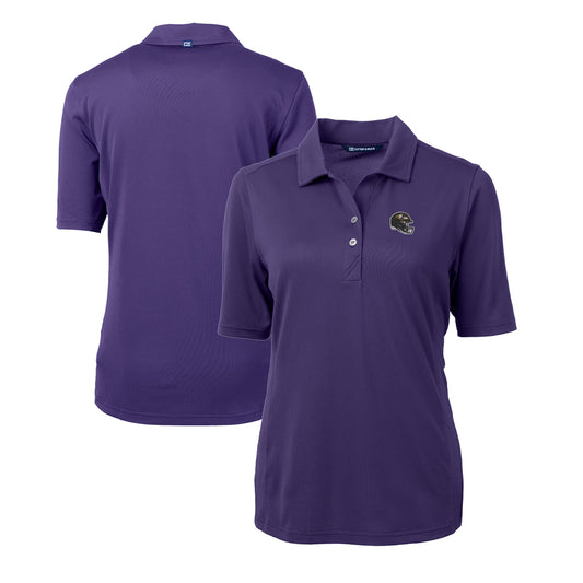 Women's Cutter & Buck  Purple Baltimore Ravens Helmet Logo DryTec Virtue Eco Pique Recycled Polo