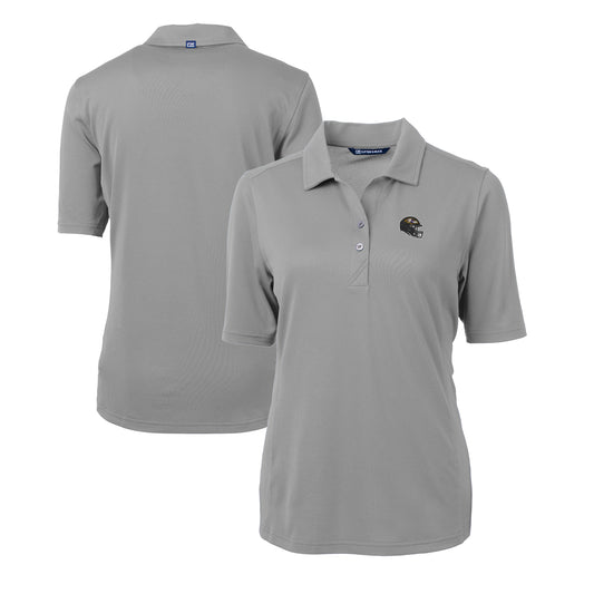 Women's Cutter & Buck  Gray Baltimore Ravens Helmet Logo DryTec Virtue Eco Pique Recycled Polo