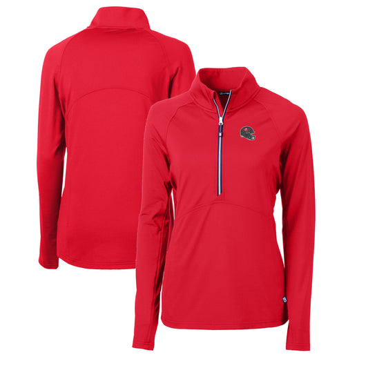 Women's Cutter & Buck  Red Tampa Bay Buccaneers Helmet Logo Adapt Eco Knit Stretch Recycled Half-Zip Pullover Top