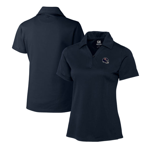 Women's Cutter & Buck  Navy Chicago Bears Helmet Logo CB DryTec Genre Textured Solid Polo