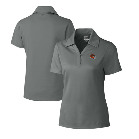 Women's Cutter & Buck  Gray Cincinnati Bengals Helmet Logo CB DryTec Genre Textured Solid Polo