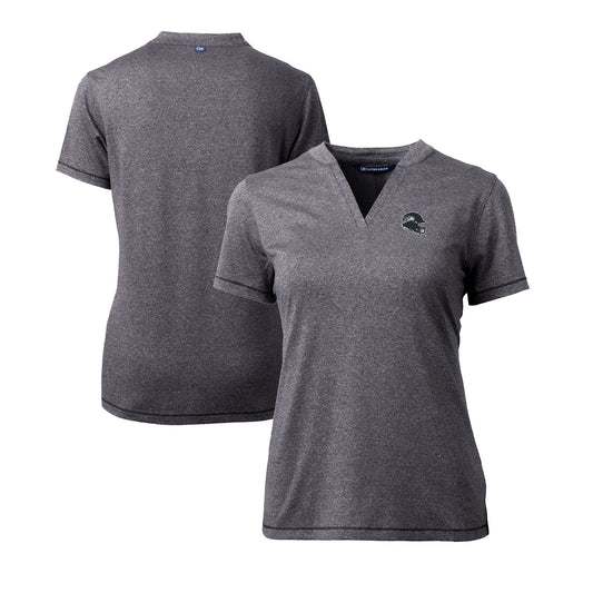 Women's Cutter & Buck  Heather Charcoal Seattle Seahawks Helmet Logo DryTec Forge Stretch V-Neck Blade Top