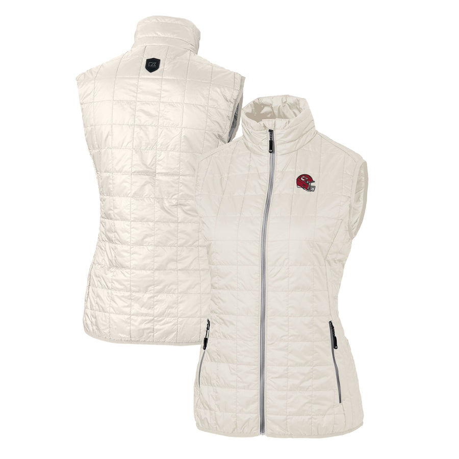 Women's Cutter & Buck  Cream Kansas City Chiefs Helmet Logo Rainier PrimaLoft Eco Insulated Full-Zip Puffer Vest