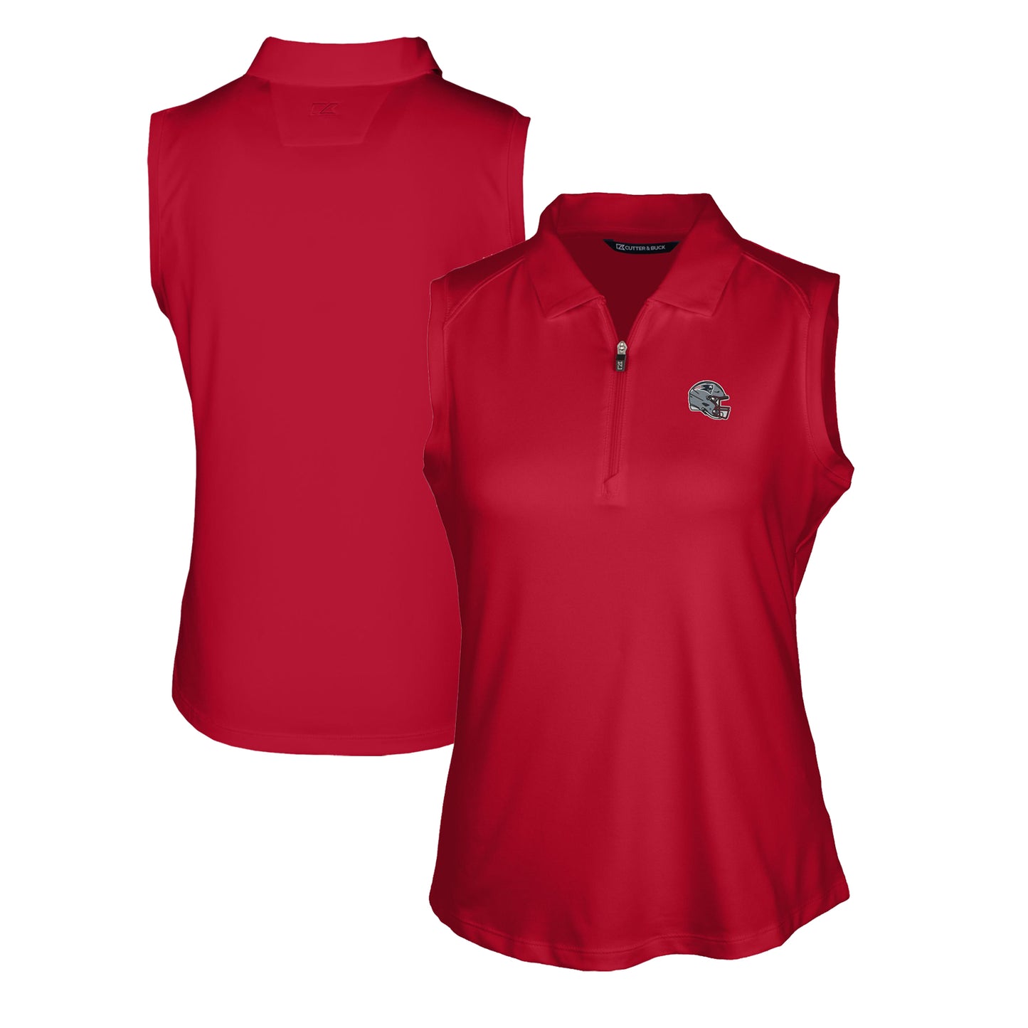 Women's Cutter & Buck  Red New England Patriots Helmet Logo DryTec Forge Stretch Sleeveless Polo