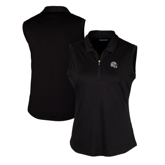 Women's Cutter & Buck  Black New Orleans Saints Helmet Logo DryTec Forge Stretch Sleeveless Polo