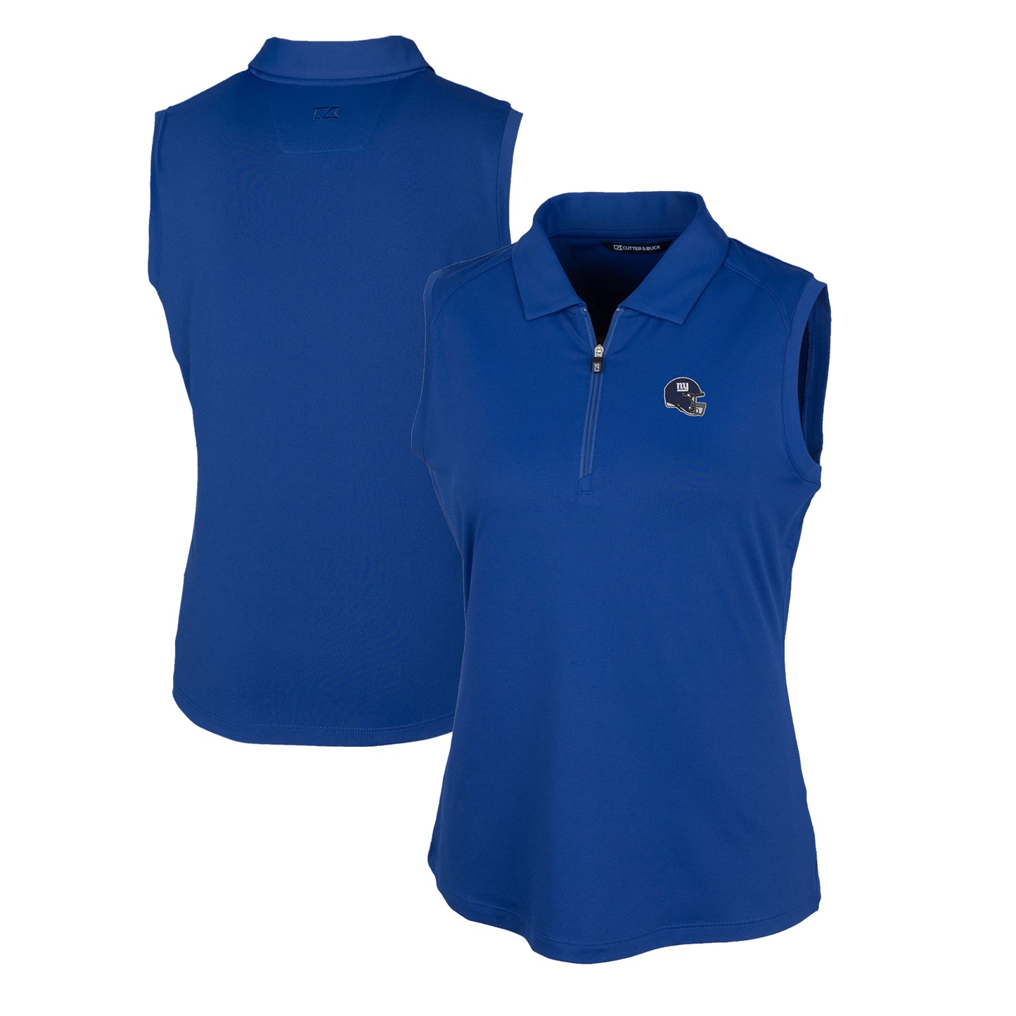 Women's Cutter & Buck  Royal New York Giants Helmet Logo DryTec Forge Stretch Sleeveless Polo