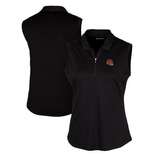 Women's Cutter & Buck  Black Cincinnati Bengals Helmet Logo DryTec Forge Stretch Sleeveless Polo