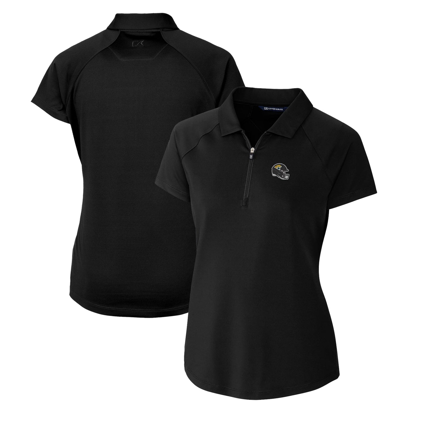 Women's Cutter & Buck  Black Jacksonville Jaguars Helmet Logo DryTec Forge Stretch Polo