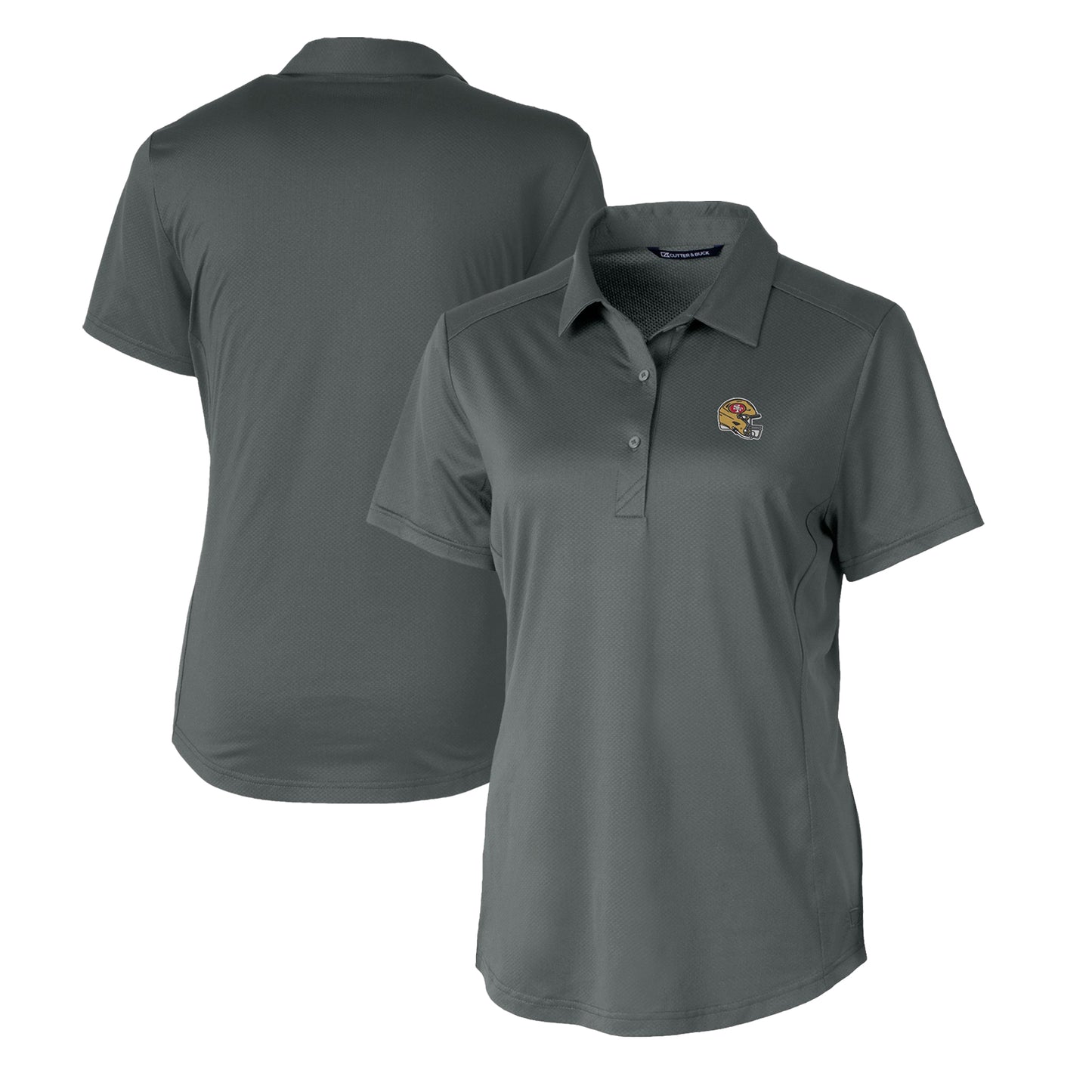 Women's Cutter & Buck  Gray San Francisco 49ers Helmet Logo DryTec Prospect Textured Stretch Polo