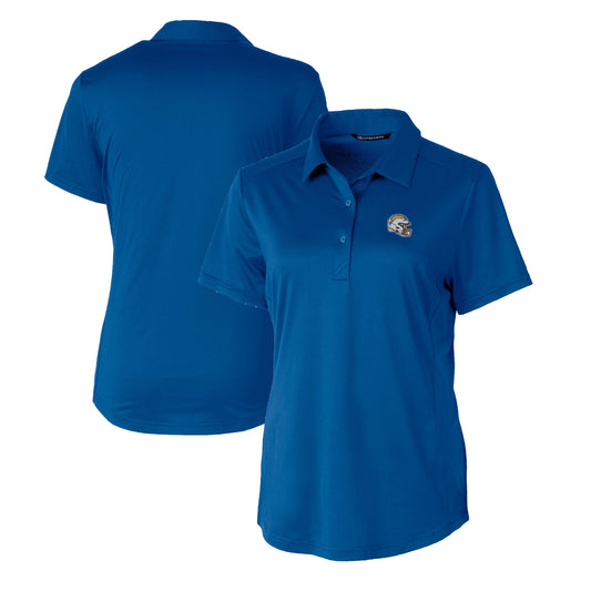 Women's Cutter & Buck Royal Los Angeles Chargers Helmet Logo DryTec Prospect Textured Stretch Polo