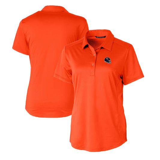 Women's Cutter & Buck  Orange Chicago Bears Helmet Logo DryTec Prospect Textured Stretch Polo