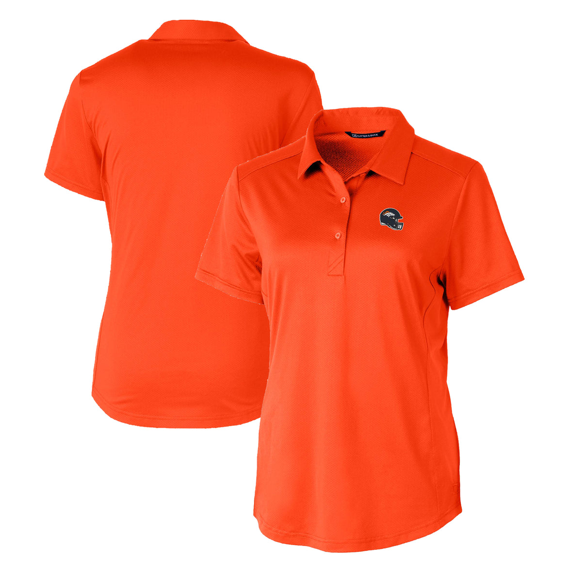 Women's Cutter & Buck  Orange Denver Broncos Helmet Logo DryTec Prospect Textured Stretch Polo
