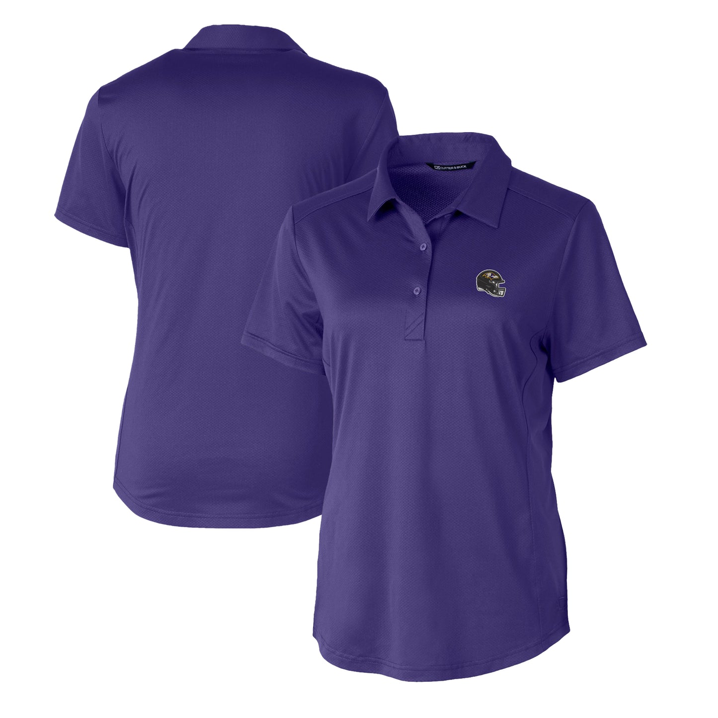 Women's Cutter & Buck  Purple Baltimore Ravens Helmet Logo DryTec Prospect Textured Stretch Polo