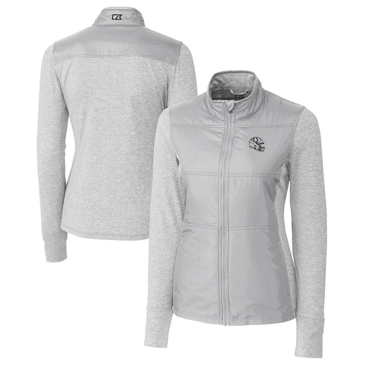 Women's Cutter & Buck  Heather Gray Indianapolis Colts Helmet Logo DryTec Stealth Hybrid Quilted Full-Zip Windbreaker Jacket