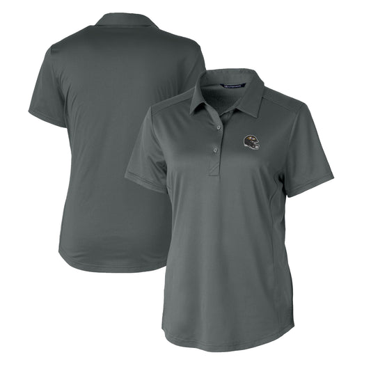 Women's Cutter & Buck  Gray Baltimore Ravens Helmet Logo DryTec Prospect Textured Stretch Polo