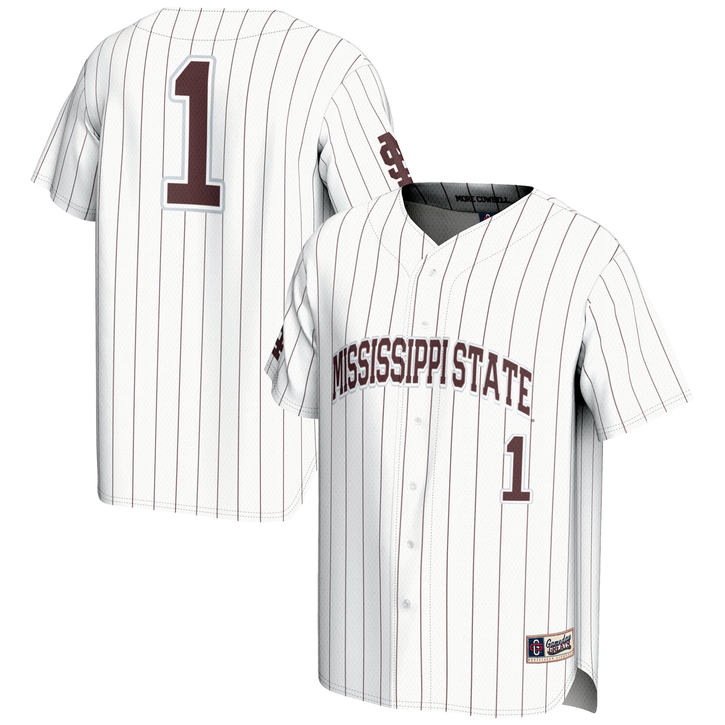 Men's GameDay Greats #1 White Mississippi State Bulldogs Lightweight Baseball Jersey