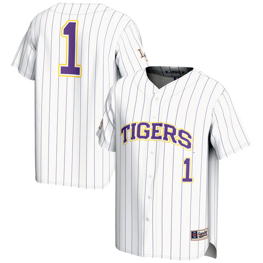 Men's GameDay Greats #1 White LSU Tigers Lightweight Baseball Jersey