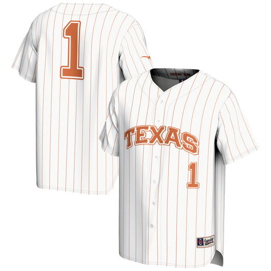 Men's GameDay Greats #1 White Texas Longhorns Lightweight Baseball Jersey