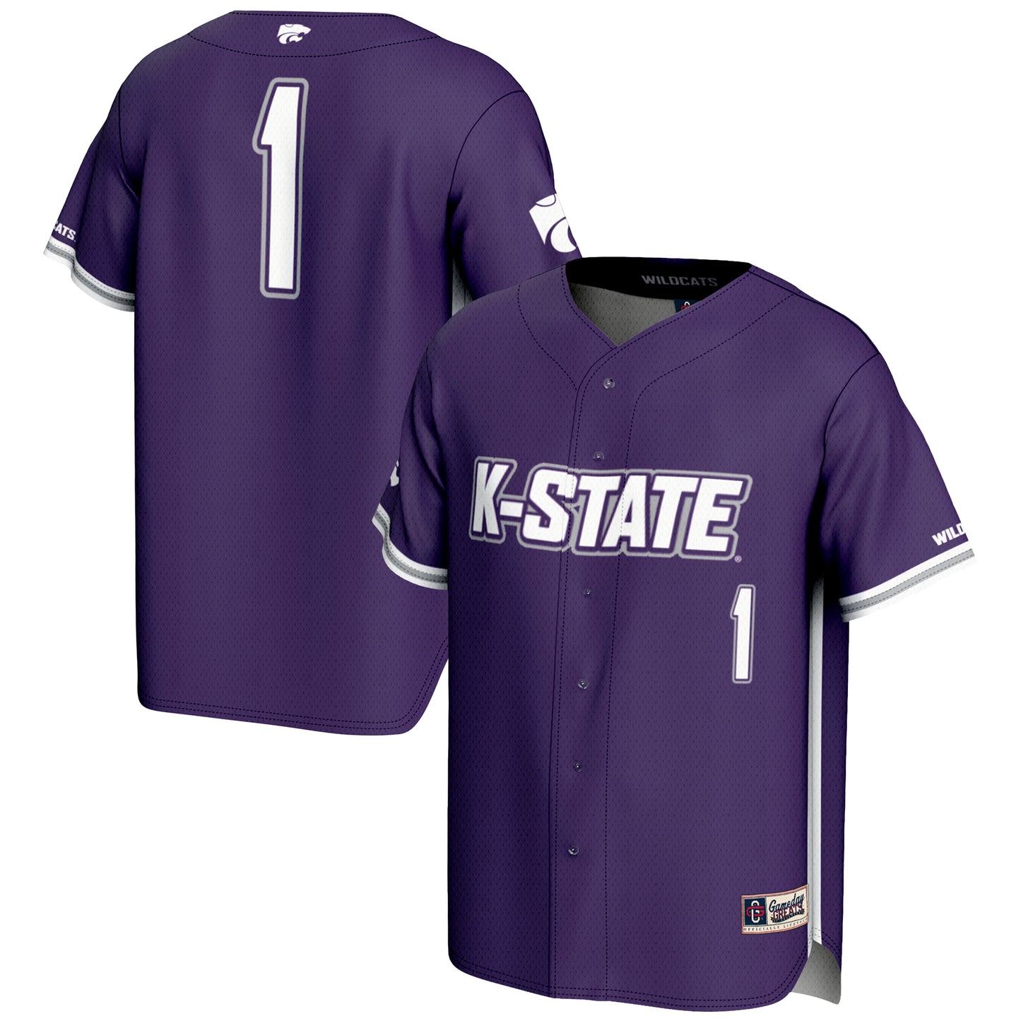 Men's GameDay Greats #1 Purple Kansas State Wildcats Lightweight Baseball Jersey