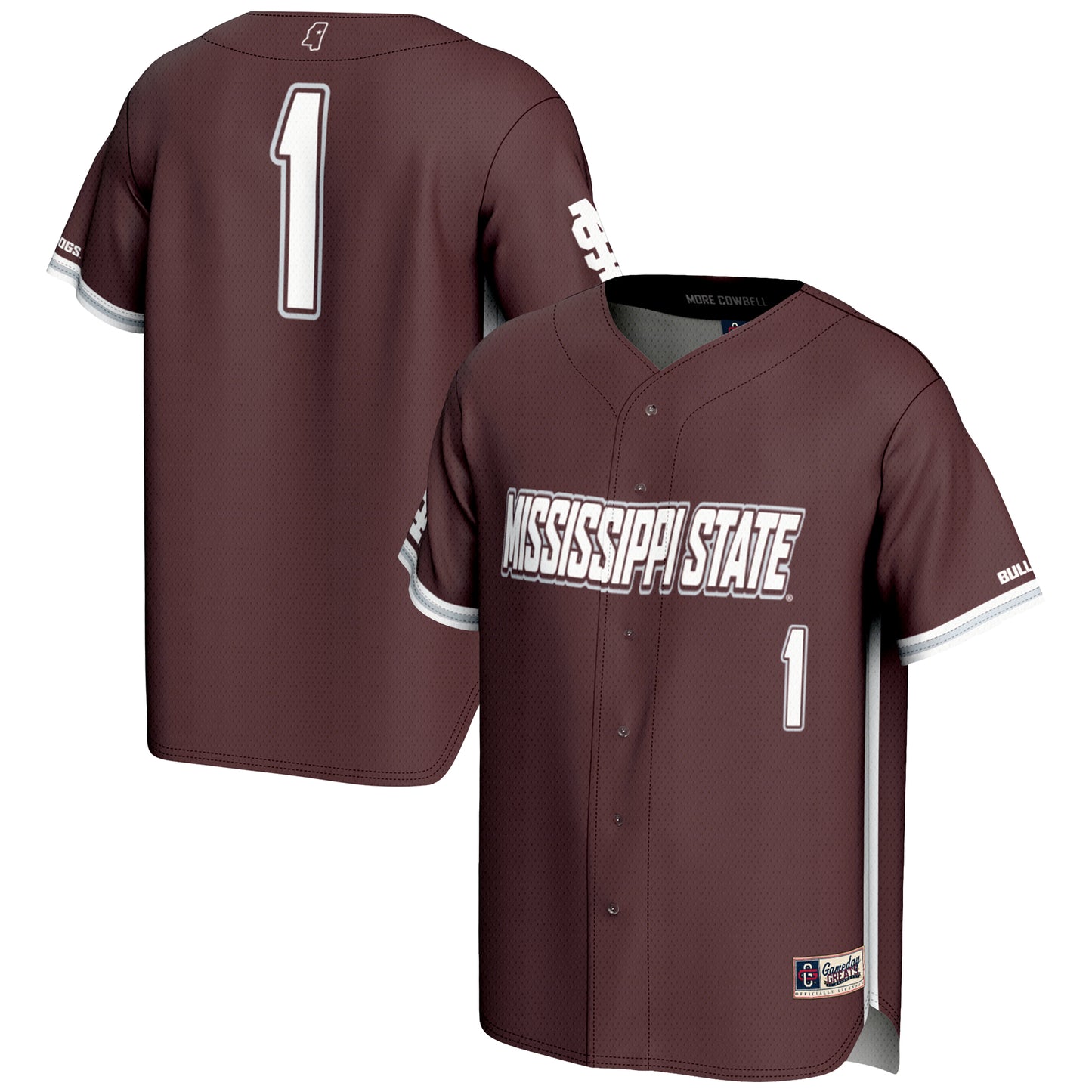 Men's GameDay Greats #1 Maroon Mississippi State Bulldogs Lightweight Baseball Jersey