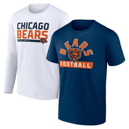 Men's Fanatics Navy/White Chicago Bears Two-Pack 2023 Schedule T-Shirt Combo Set