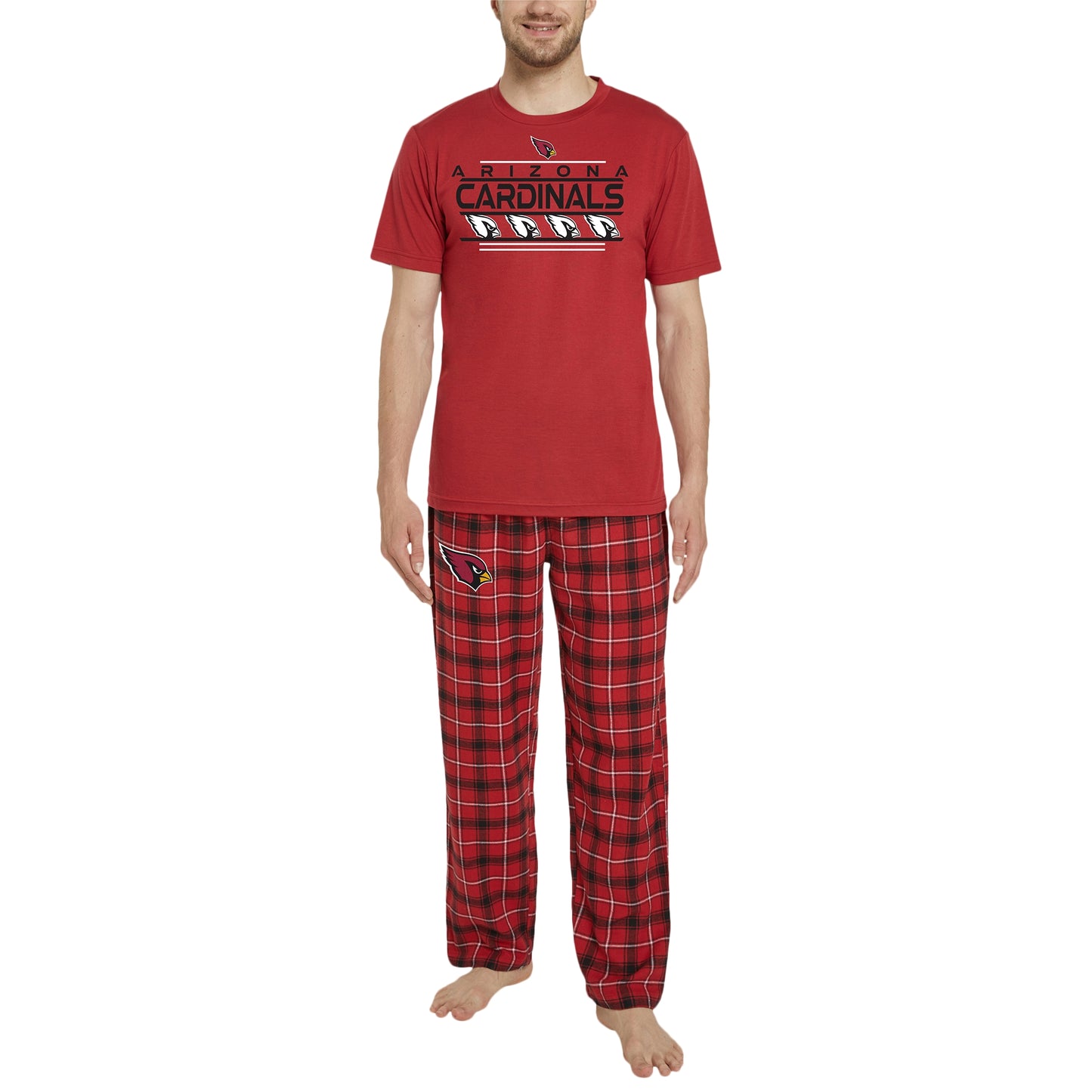 Men's Concepts Sport Cardinal/Black Arizona Cardinals Arctic T-Shirt & Flannel Pants Sleep Set