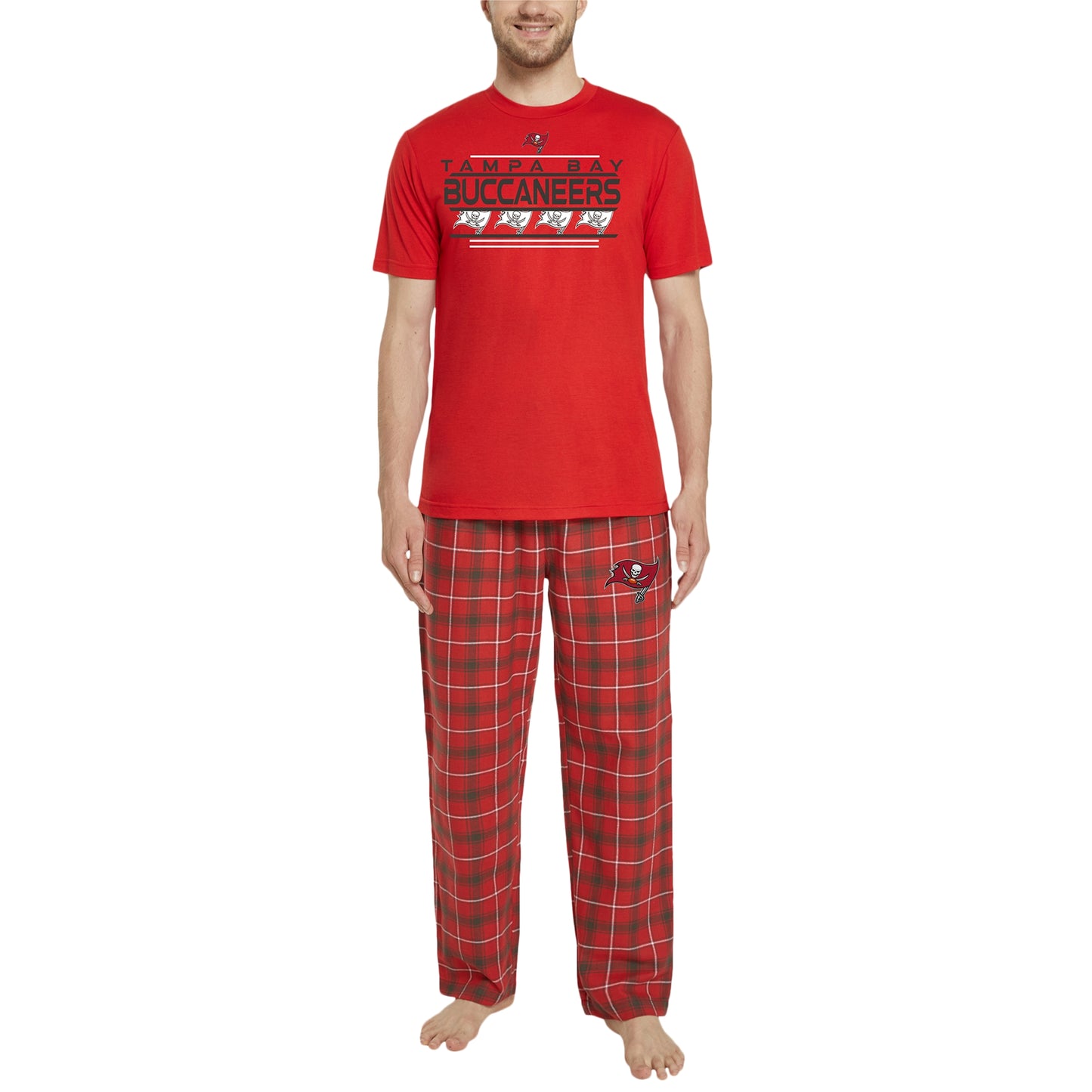 Men's Concepts Sport Red/Pewter Tampa Bay Buccaneers Arctic T-Shirt & Flannel Pants Sleep Set