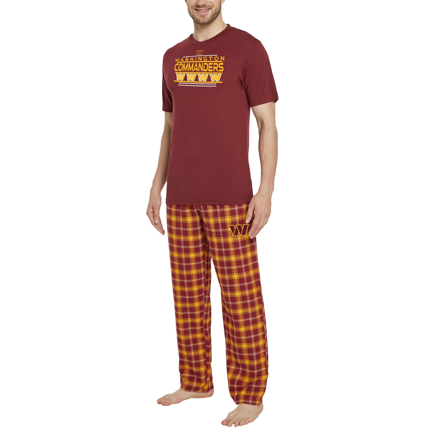 Men's Concepts Sport Burgundy/Gold Washington Commanders Arctic T-Shirt & Flannel Pants Sleep Set