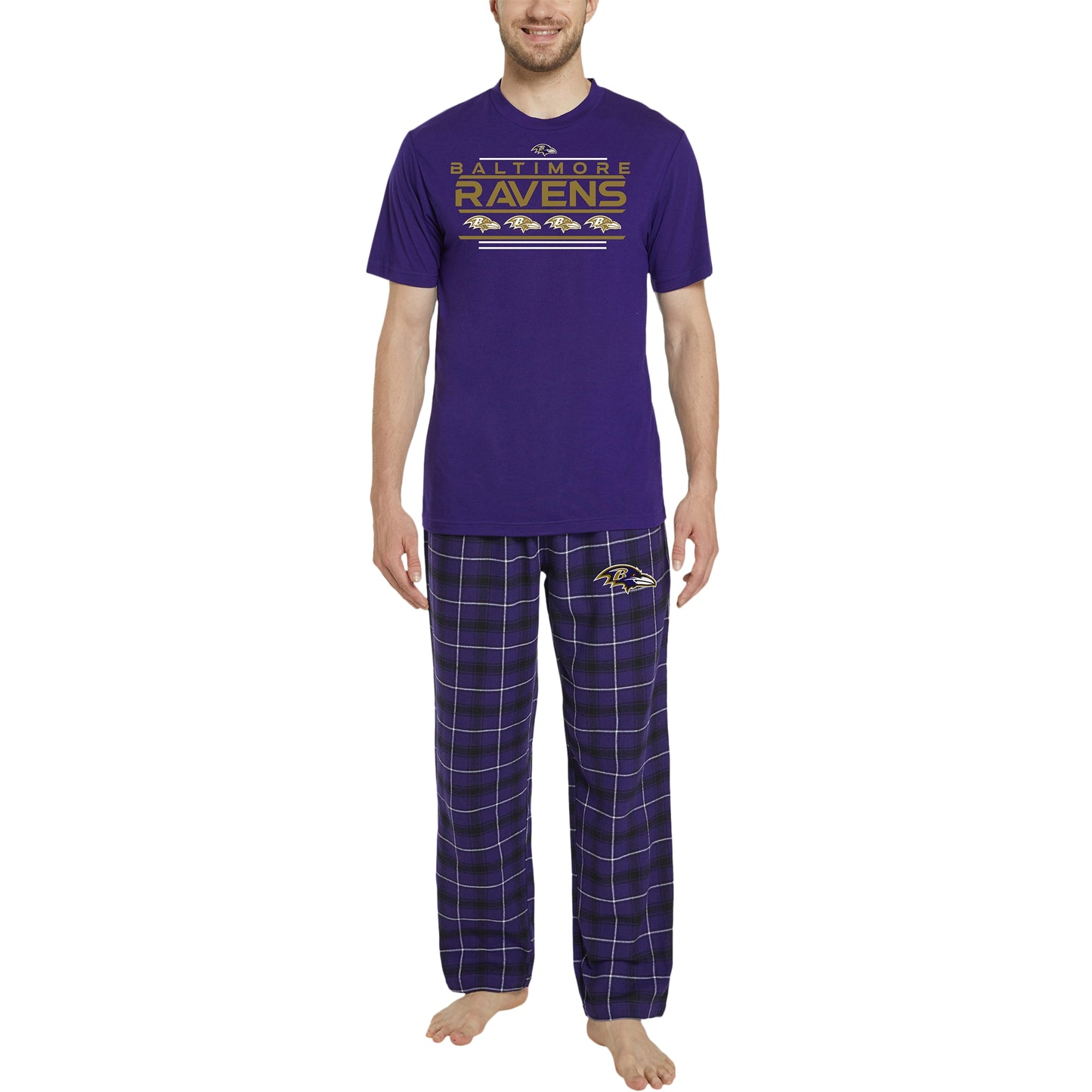 Men's Concepts Sport Purple/Black Baltimore Ravens Arctic T-Shirt & Flannel Pants Sleep Set