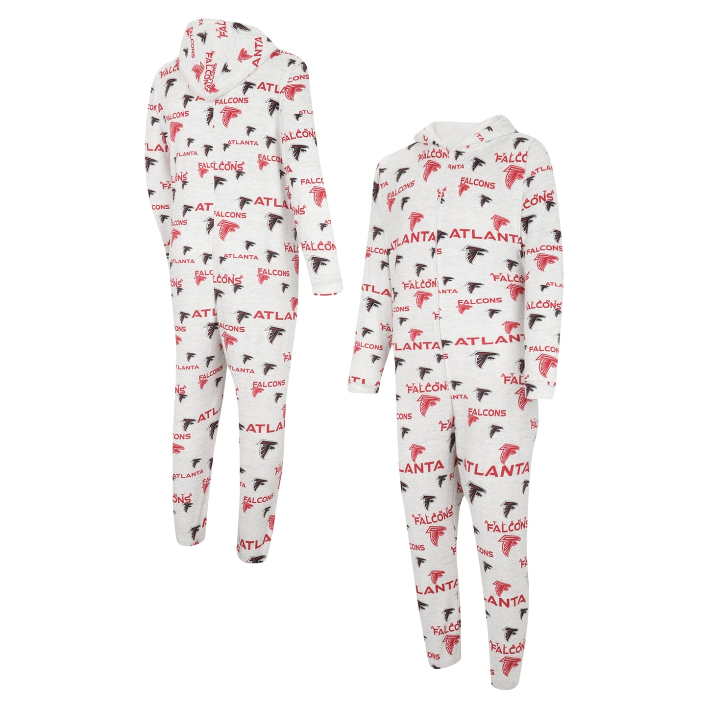 Men's Concepts Sport White Atlanta Falcons Allover Print Docket Union Full-Zip Hooded Pajama Suit