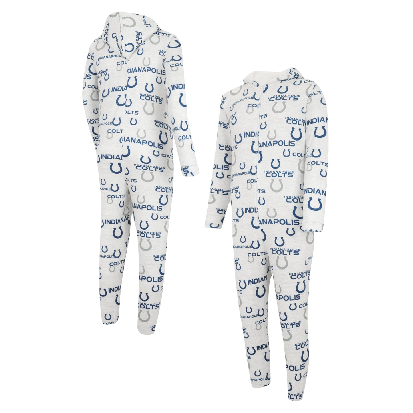 Men's Concepts Sport White Indianapolis Colts Allover Print Docket Union Full-Zip Hooded Pajama Suit