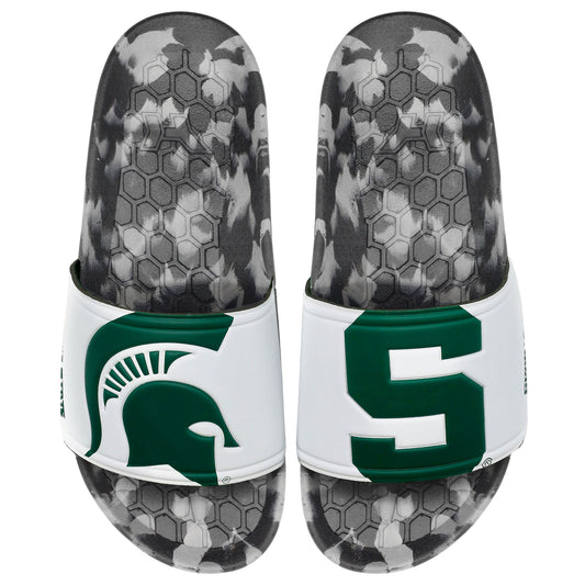 Men's Green/White Michigan State Spartans Slydr Pro Slide Sandals