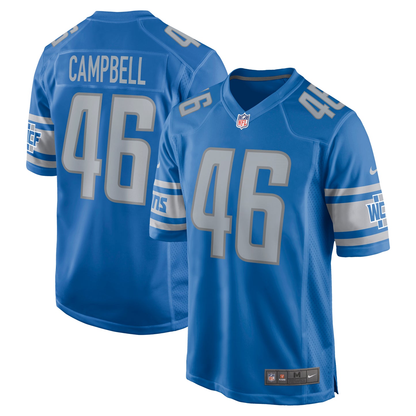 Men's Nike Jack Campbell Blue Detroit Lions 2023 NFL Draft First Round Pick Game Jersey