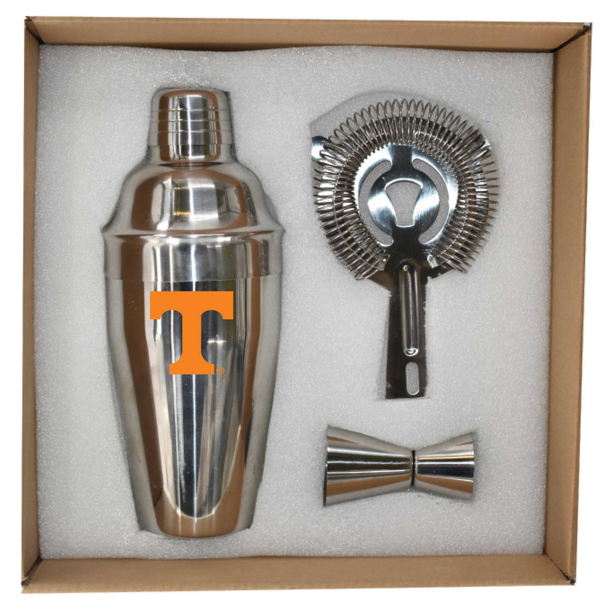 The Memory Company Tennessee Volunteers Stainless Steel Shaker, Strainer & Jigger Set