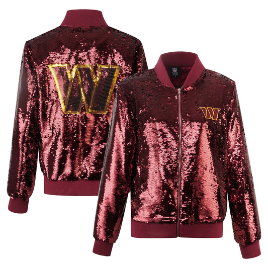 Women's Cuce  Burgundy Washington Commanders Sequin Full-Zip Jacket