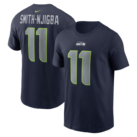 Men's Nike Jaxon Smith-Njigba Navy Seattle Seahawks 2023 NFL Draft First Round Pick Player Name & Number T-Shirt