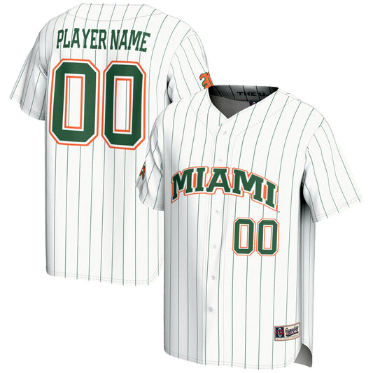 Youth GameDay Greats  White Miami Hurricanes NIL Pick-A-Player Lightweight Baseball Jersey